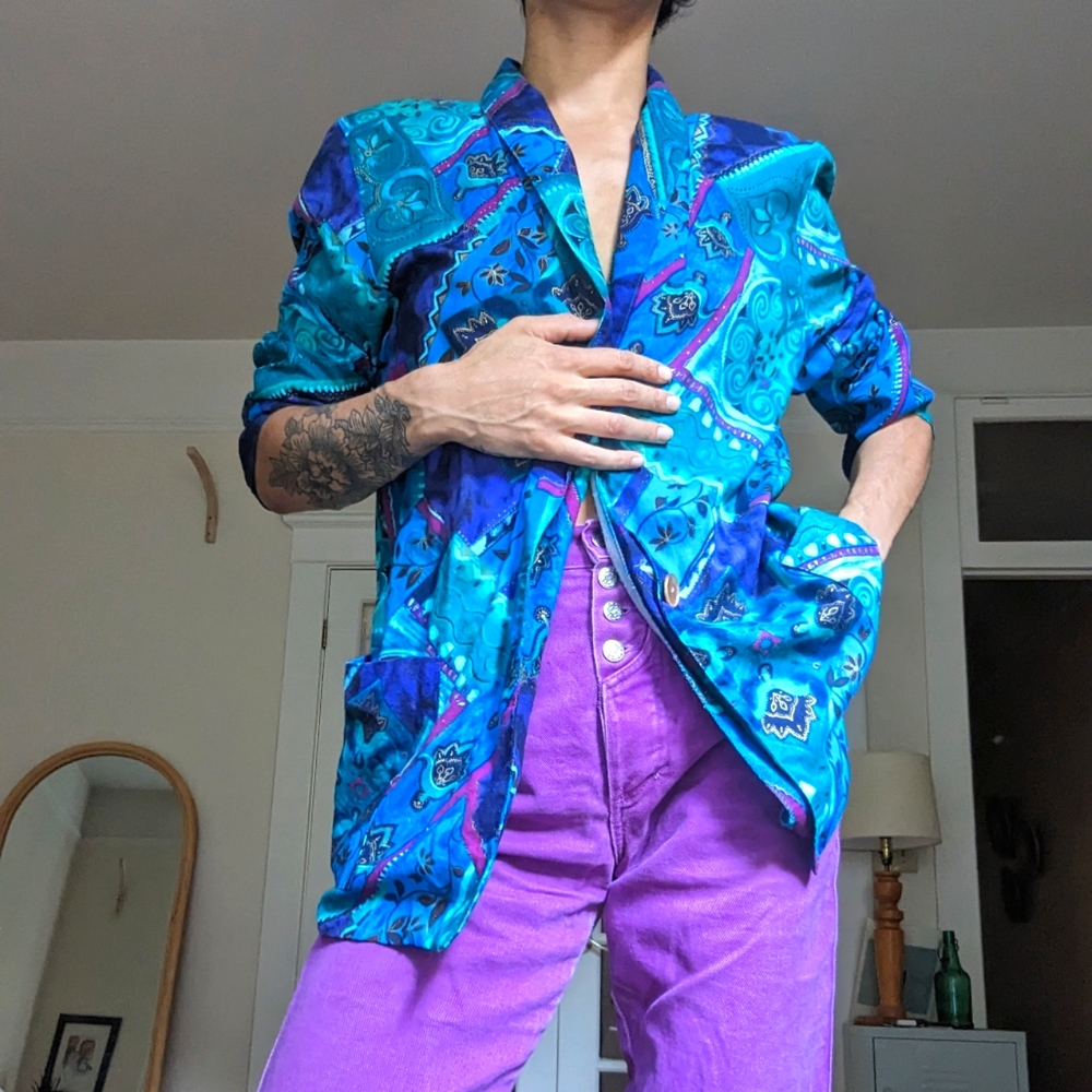 Kensington Square Vintage Patterned Blazer Size L